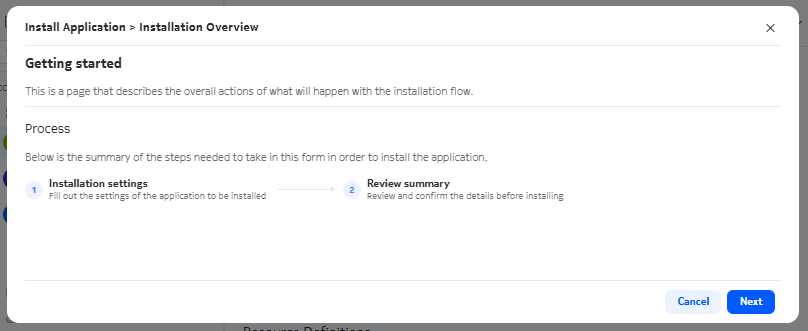 Installation Overview form