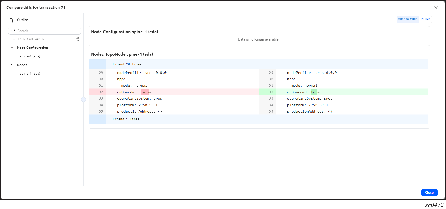 The Transaction Diffs view