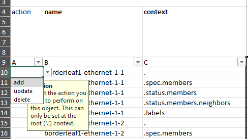 Action drop-down