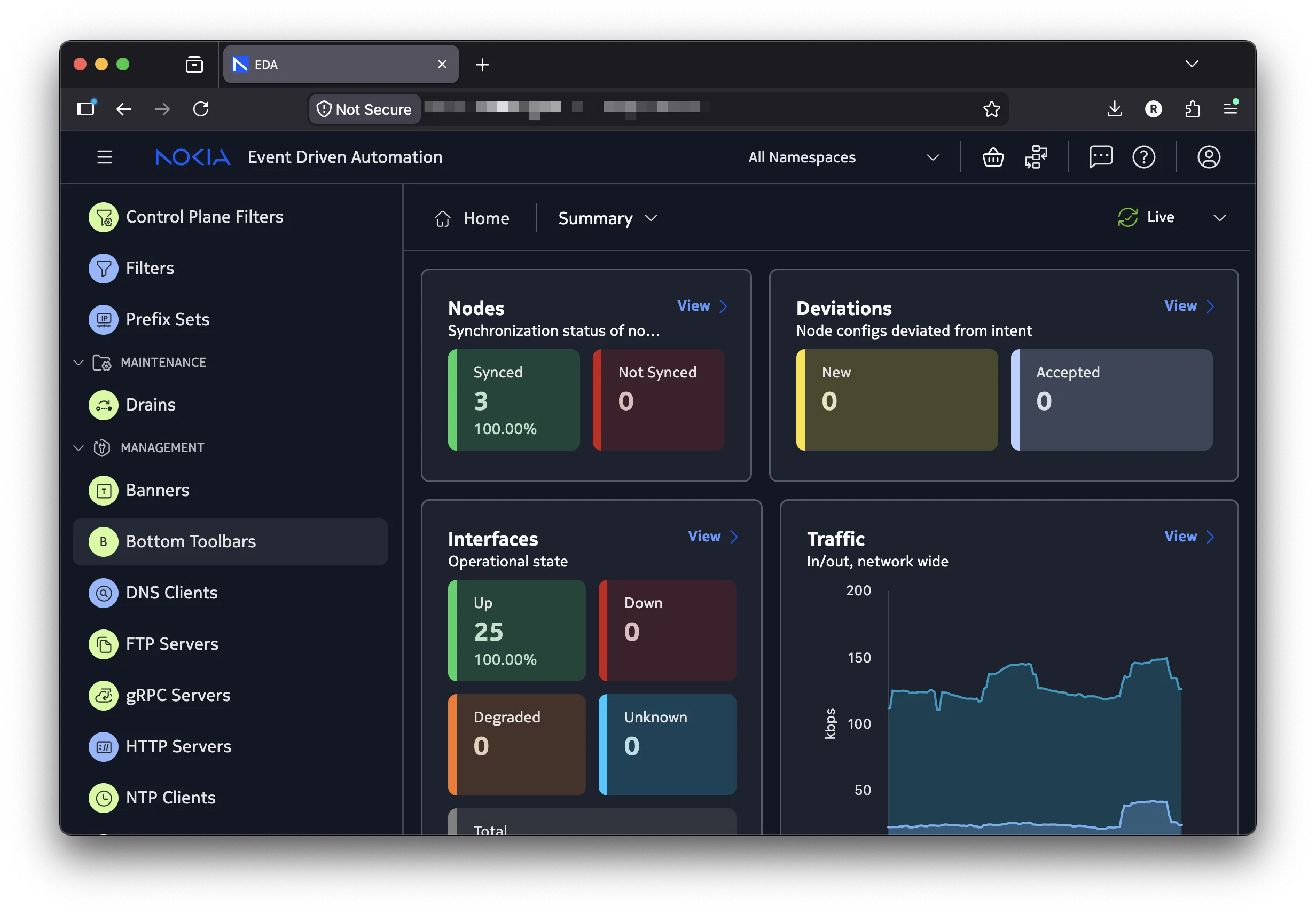 Bottom Toolbar in the EDA UI main menu