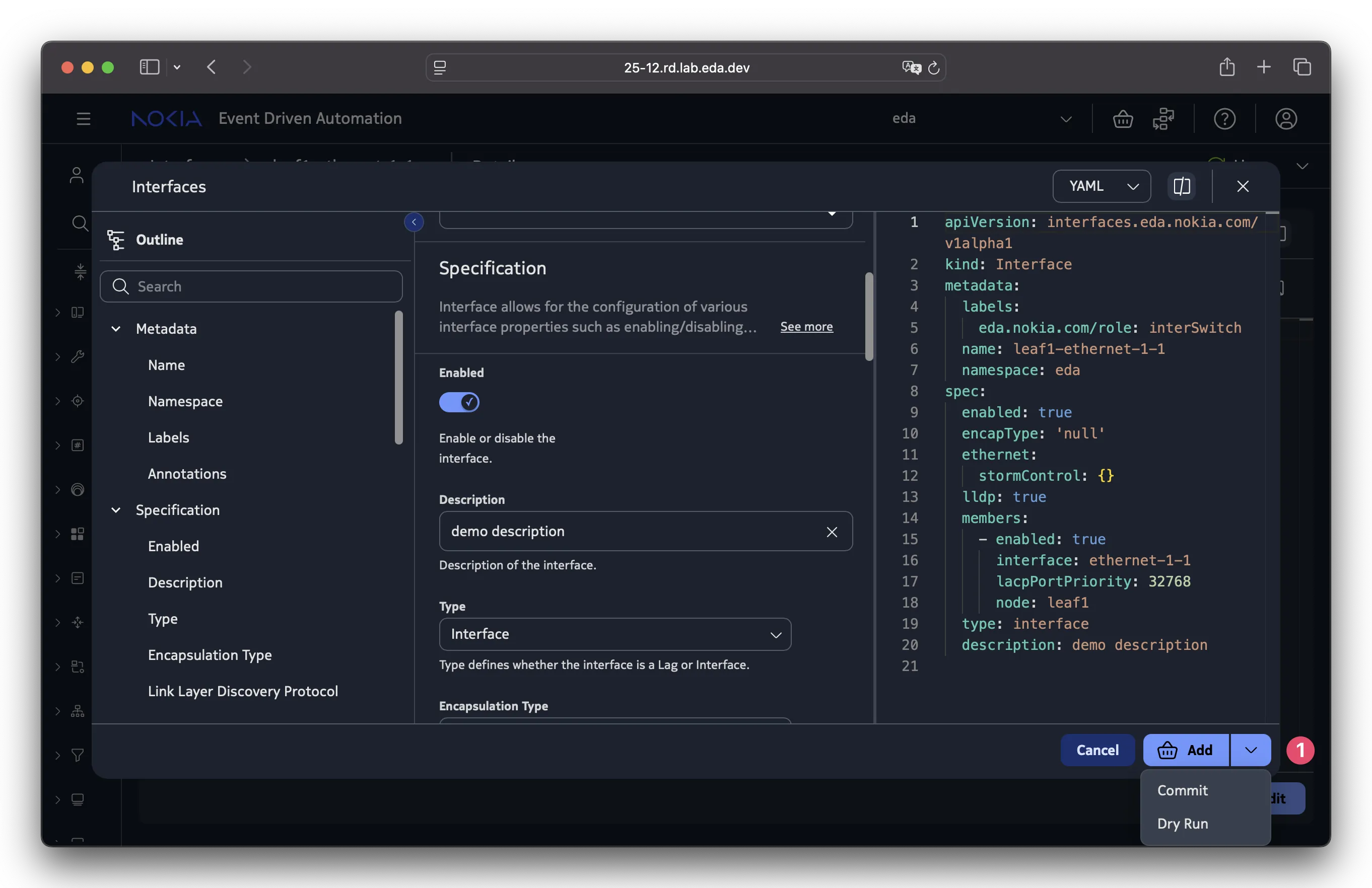 Resource edit view