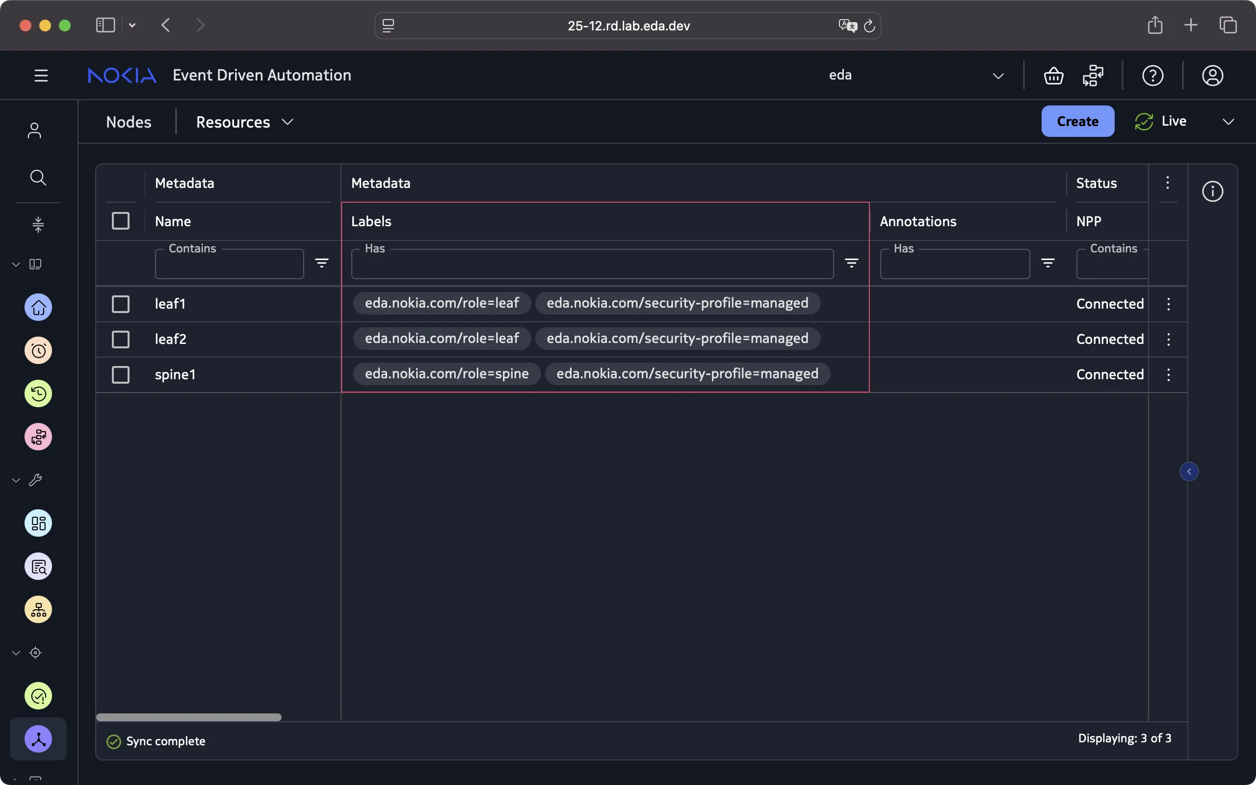Node labels in EDA UI