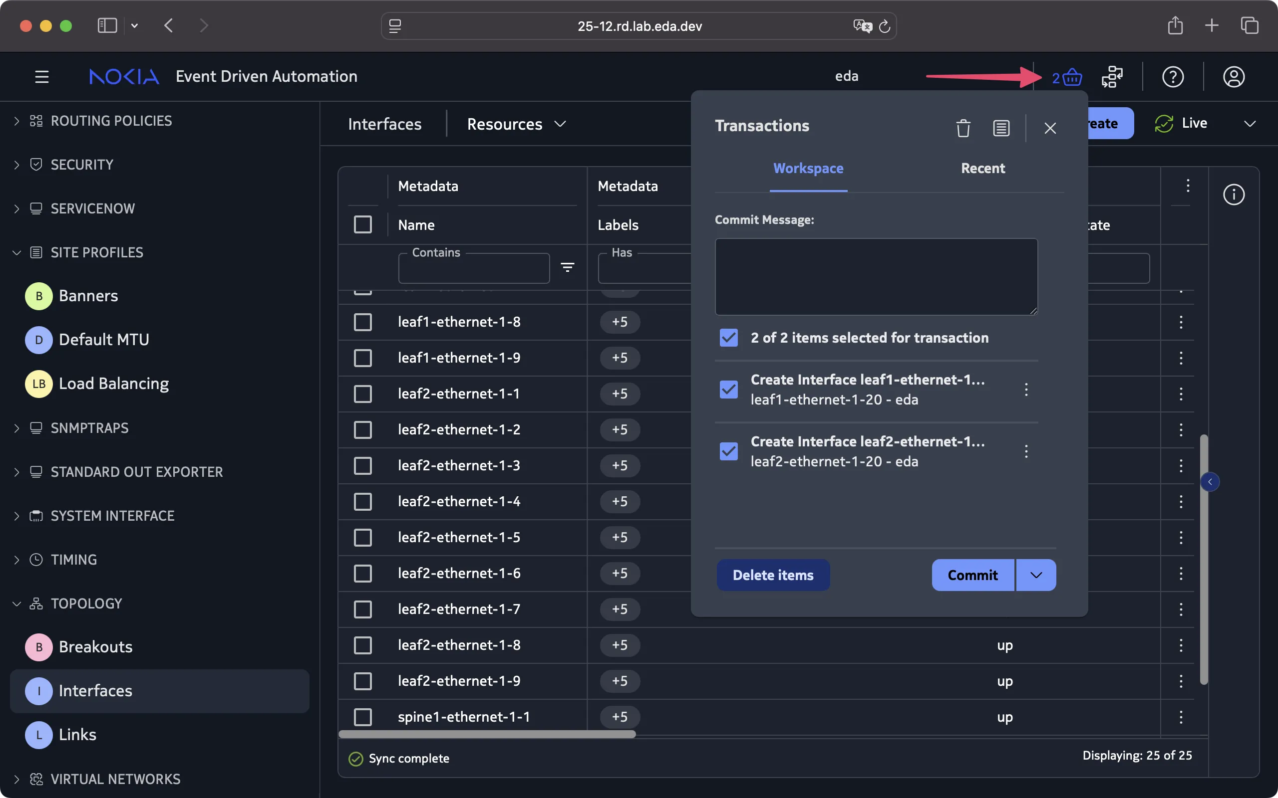 Transaction basket with two staged resources
