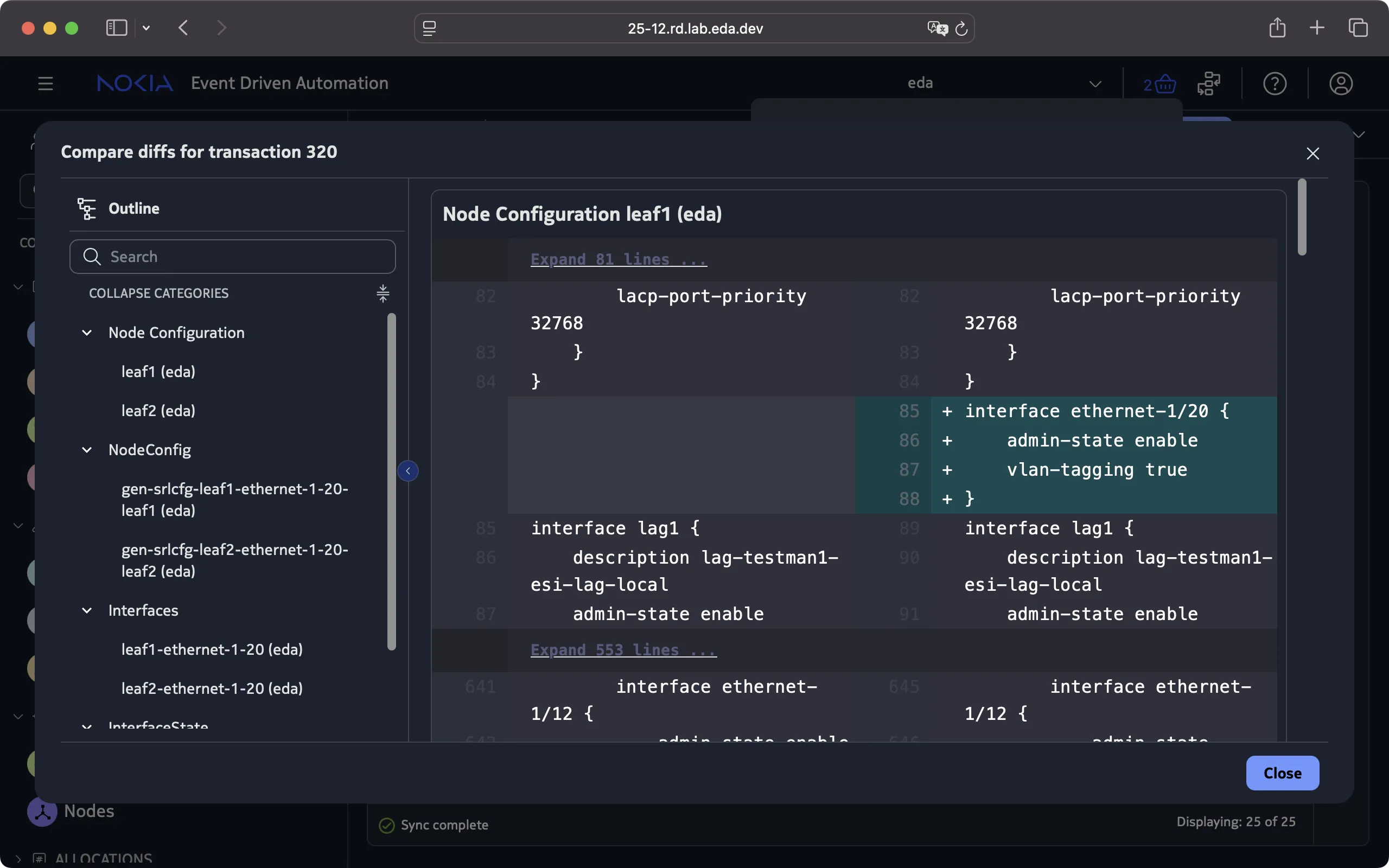 Transaction diffs