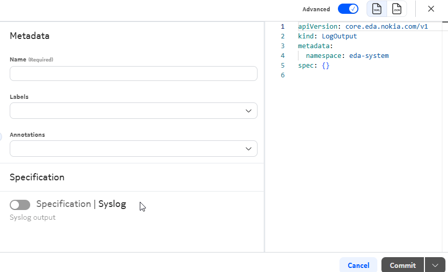 Advanced field toggle