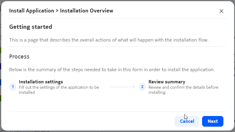 Installation Overview form