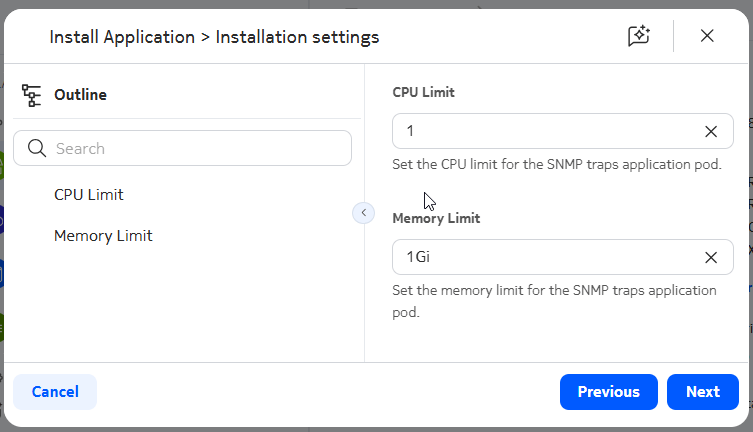Installation settings page