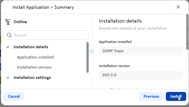 Summary page for an app with settings