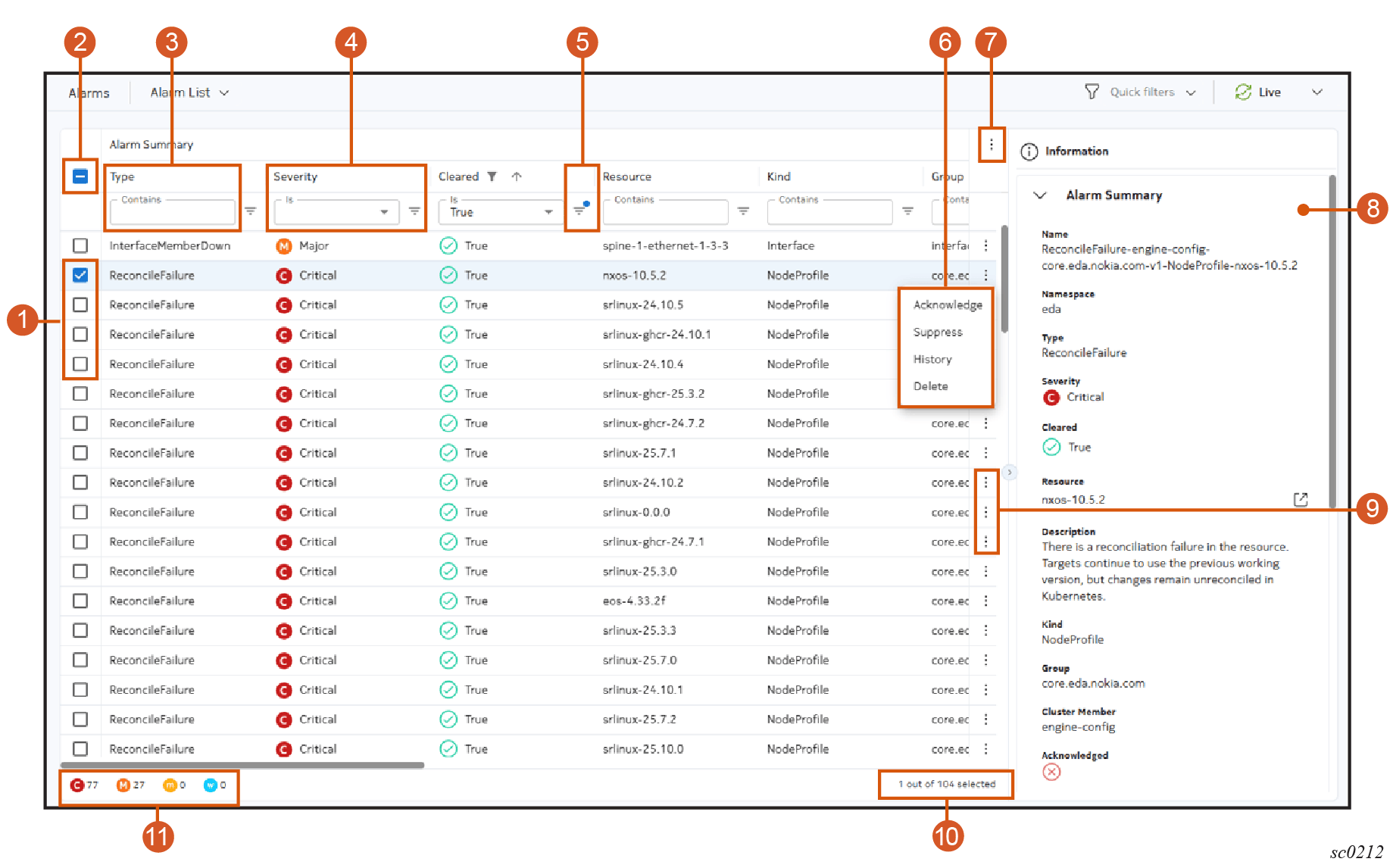 A sample data grid with controls