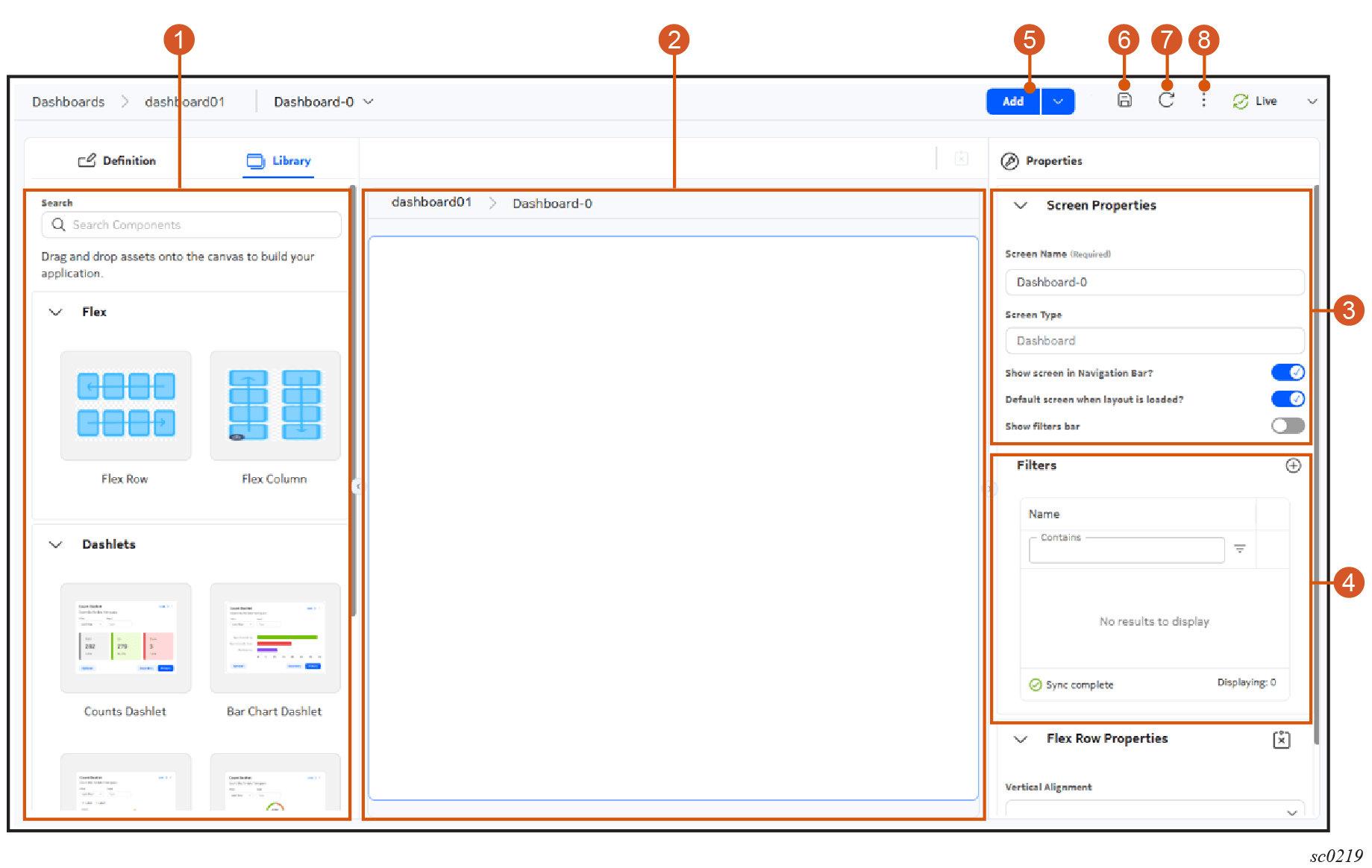 The dashboard designer page