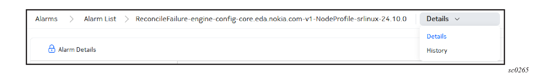 Bread crumb path and drop-down menu