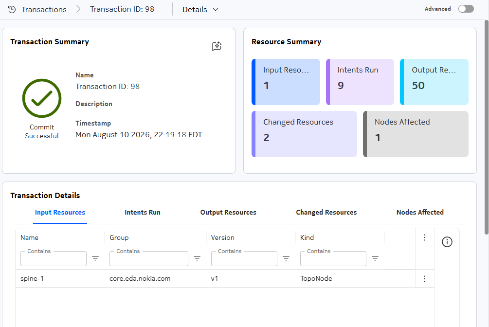The Transaction summary page