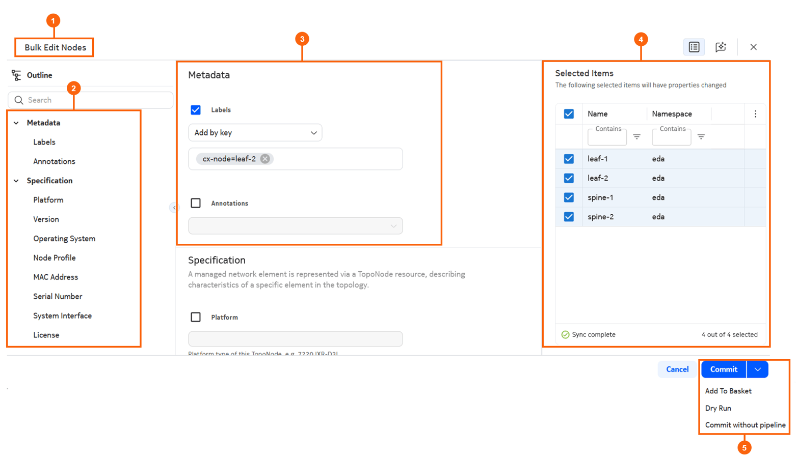 The bulk edits page