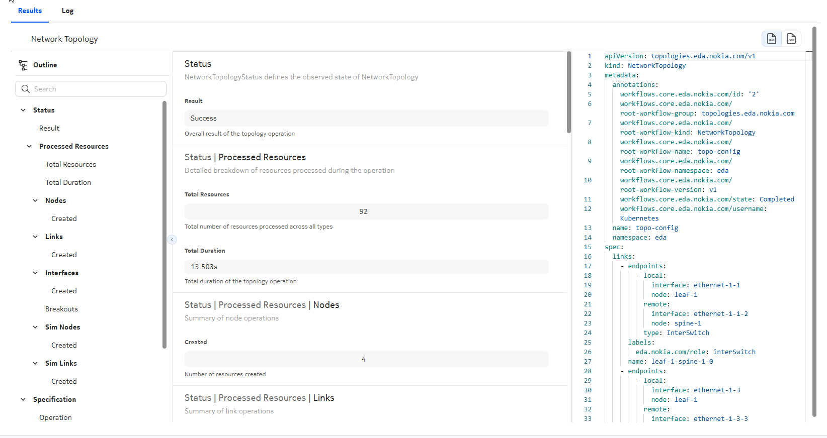 Workflow Results tab