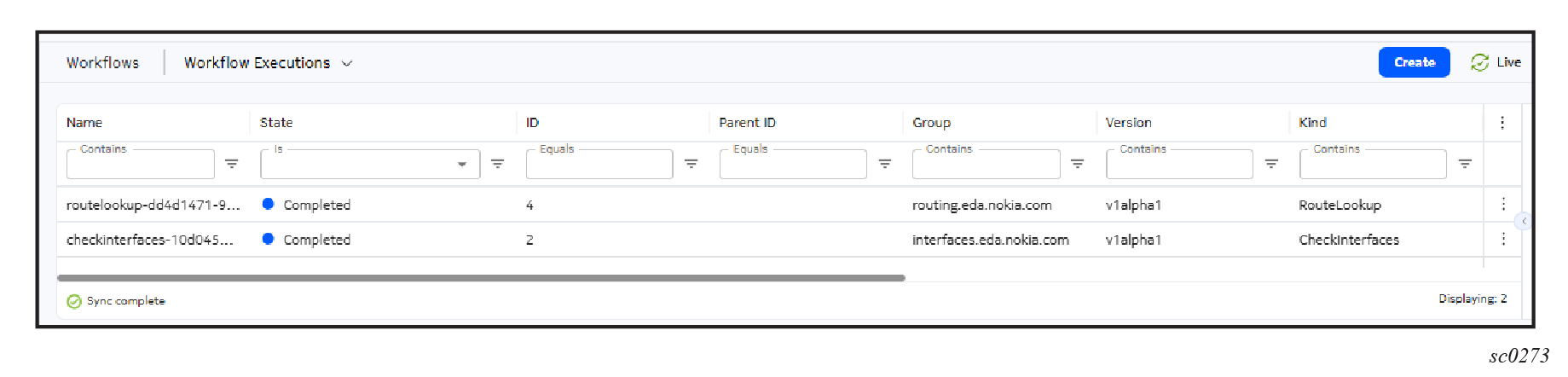The Workflow Executions page