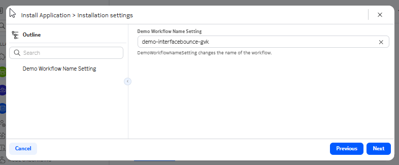Installation settings page
